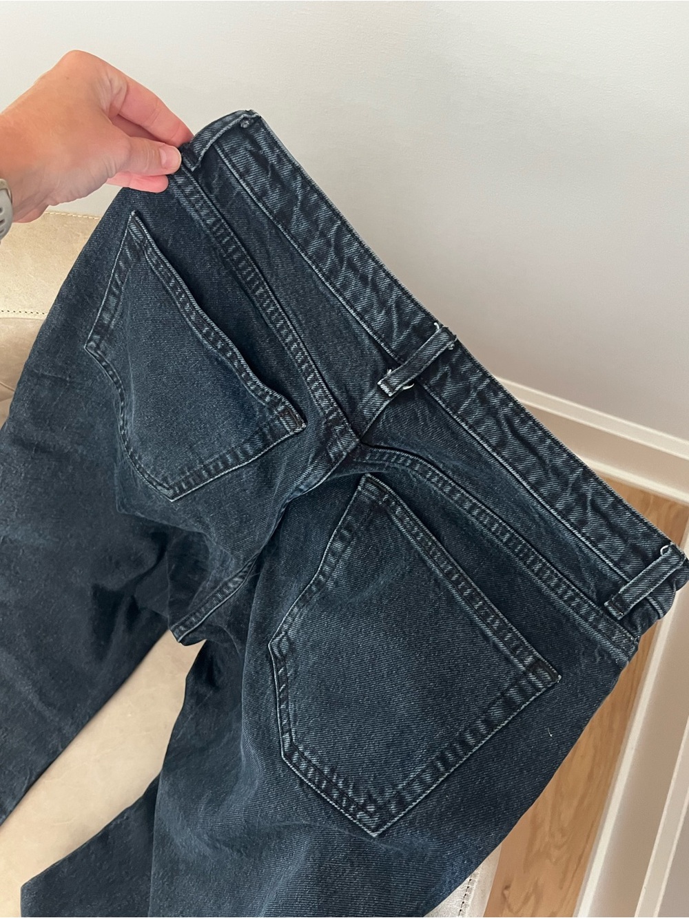 Topshop straight jeans with raw hem - washed black